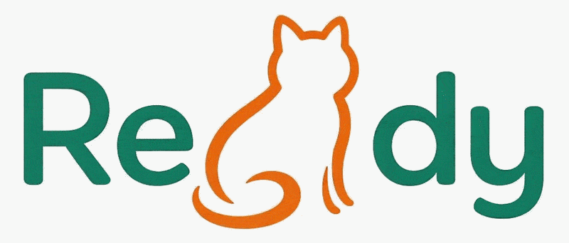 Remewdy pet medication tracker app logo — animated cat illustration